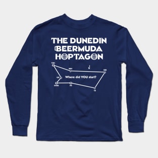 Dunedin Beermuda Hoptagon 2 sided (white ink) Long Sleeve T-Shirt